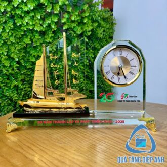 bộ đồng hồ để bàn pha lê