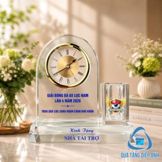 bộ để bàn đồng hồ pha lê