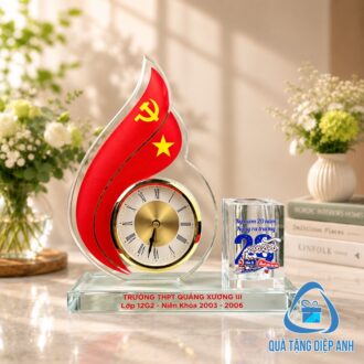 bộ để bàn đồng hồ pha lê